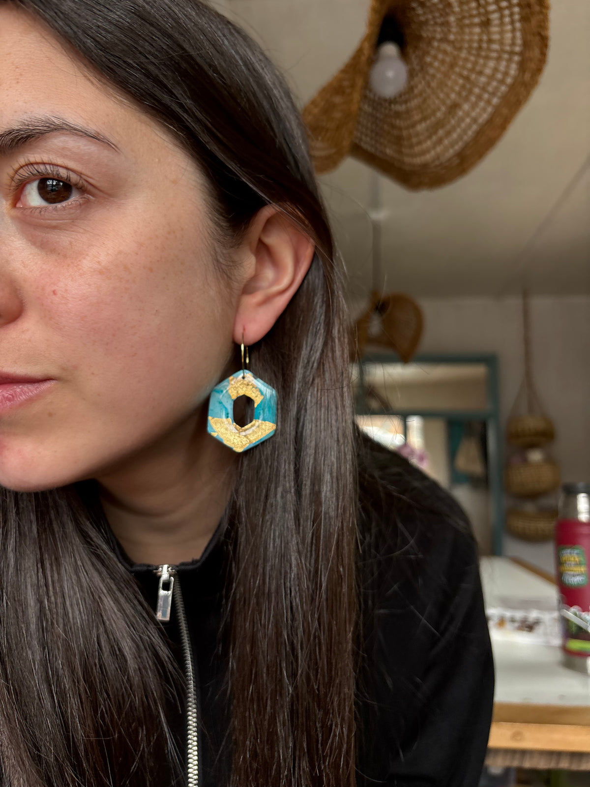 Aros Hexágono Argolla Azul