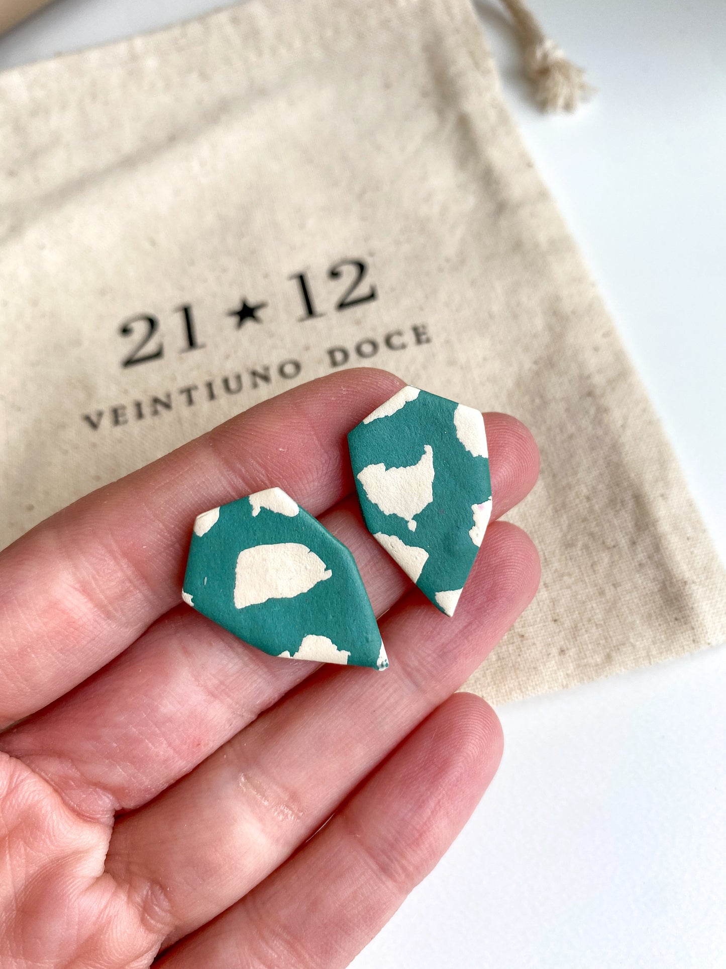 Aros Hexagono Verde / Marfil