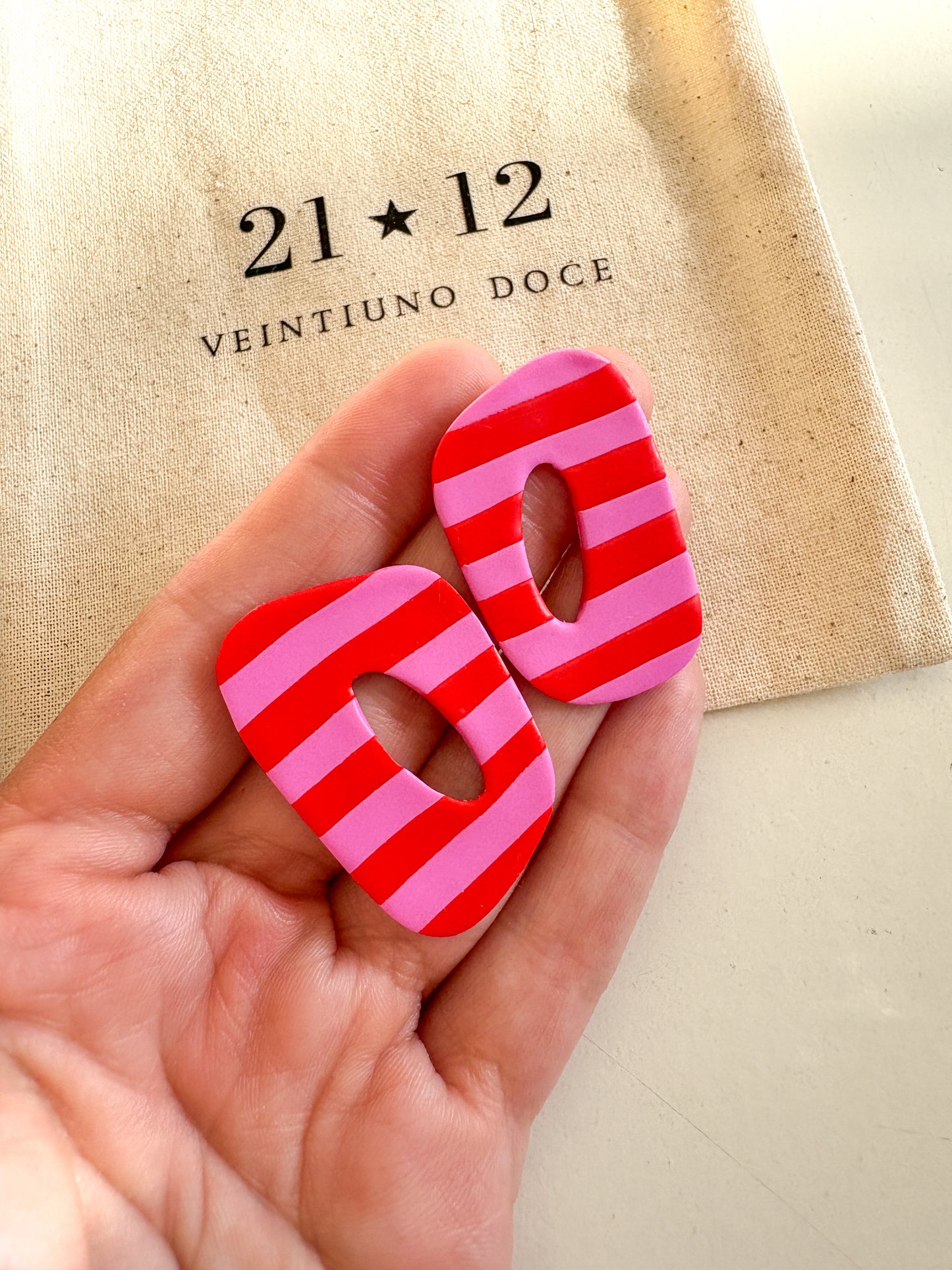 Aros Dome Rayas Rojo