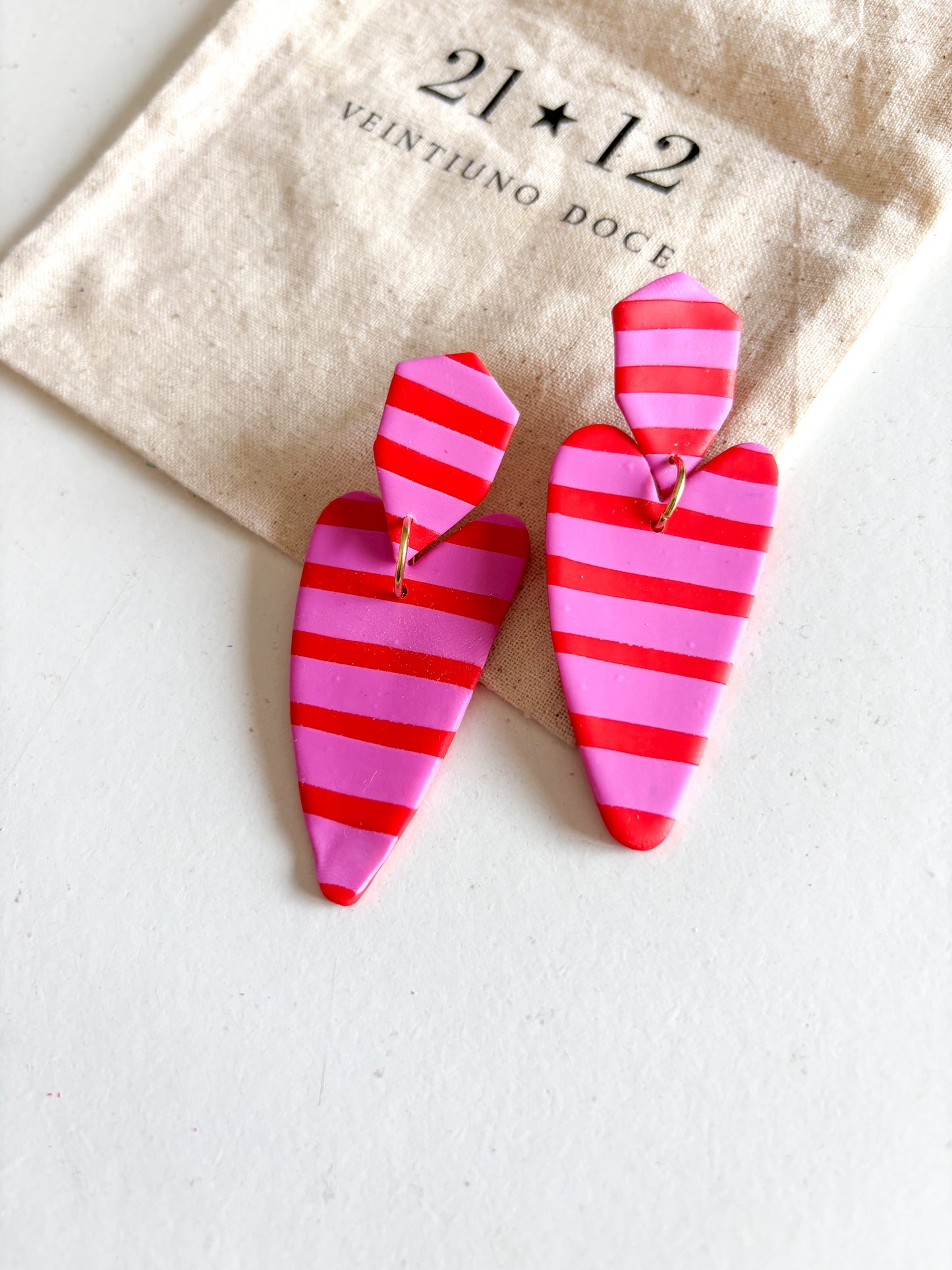 Aros Laia Rayas Rosado / Rojo