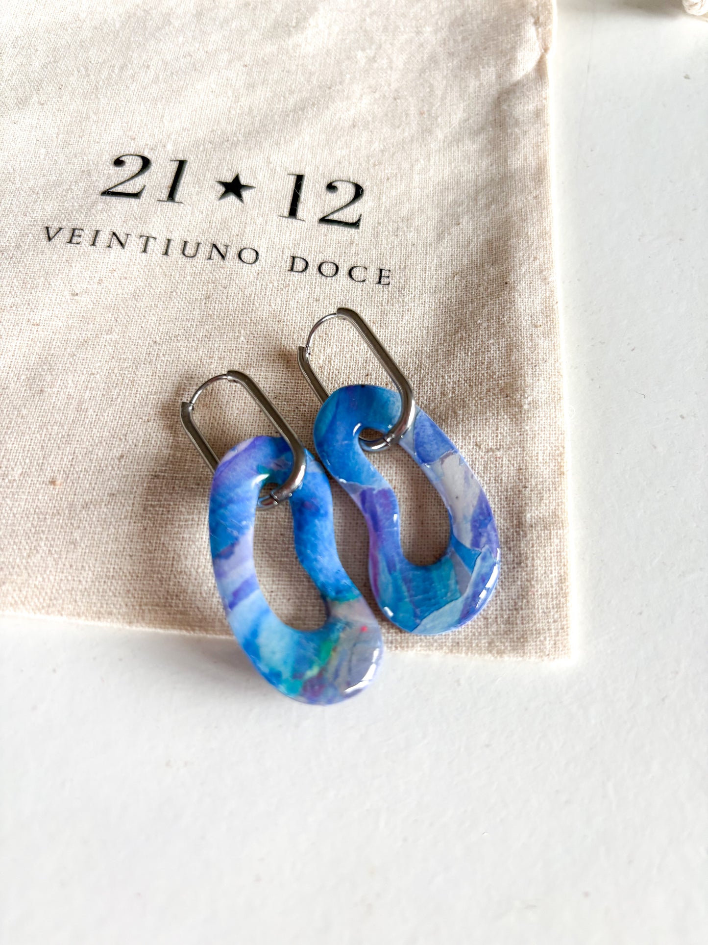 Aros Argolla Ovalada Azul
