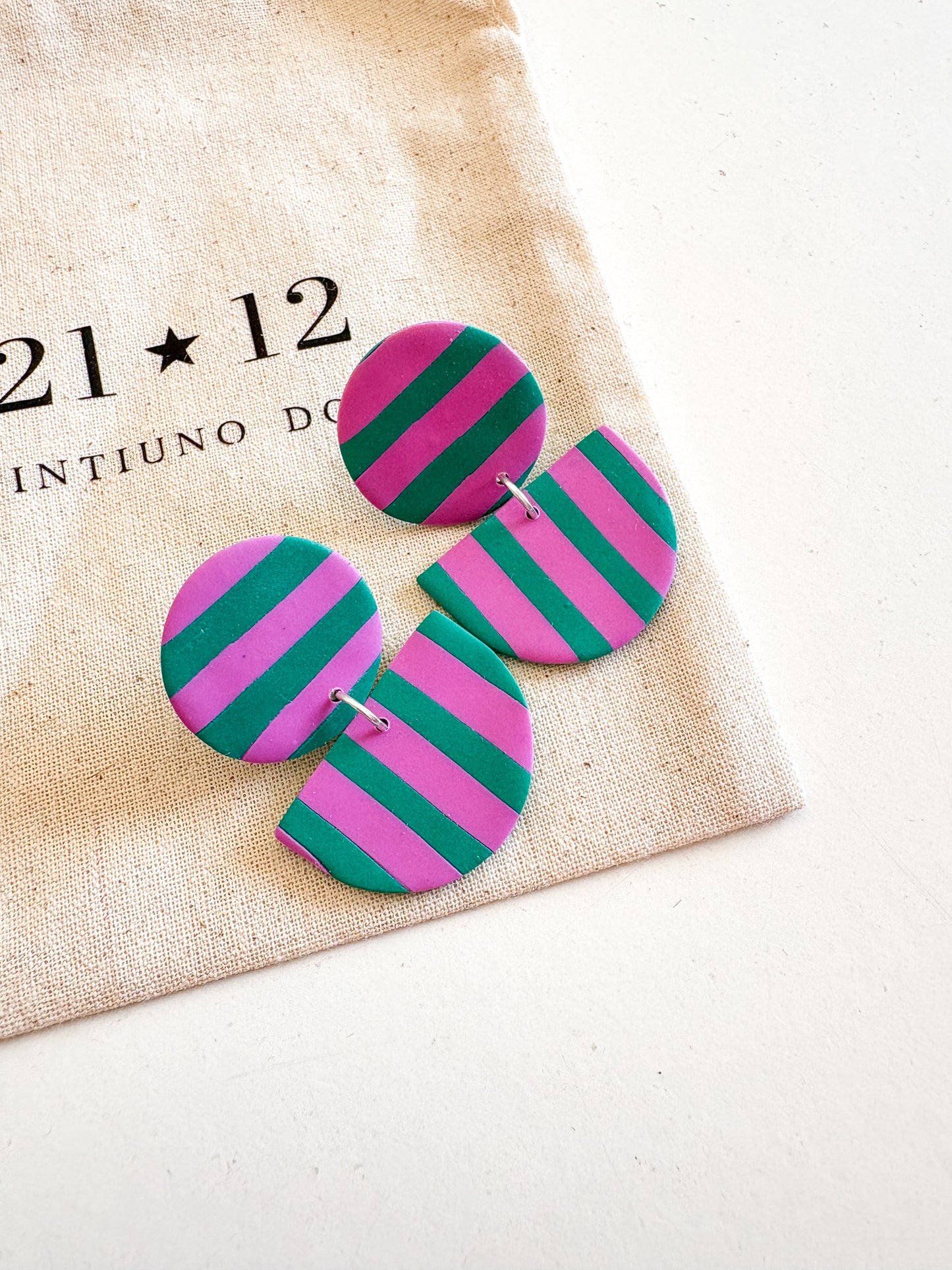 Aros Imanola Verde/ Rosado