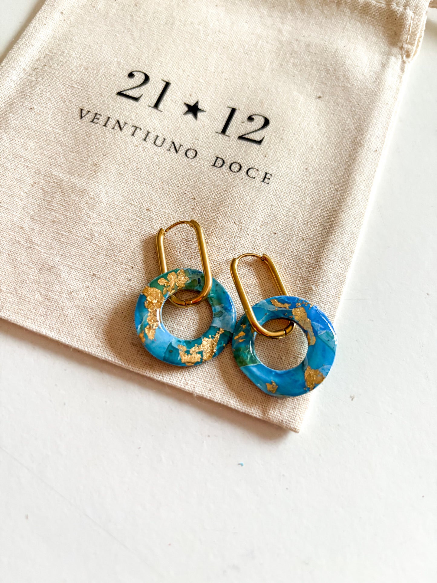 Aros Argolla Ovalada Azul