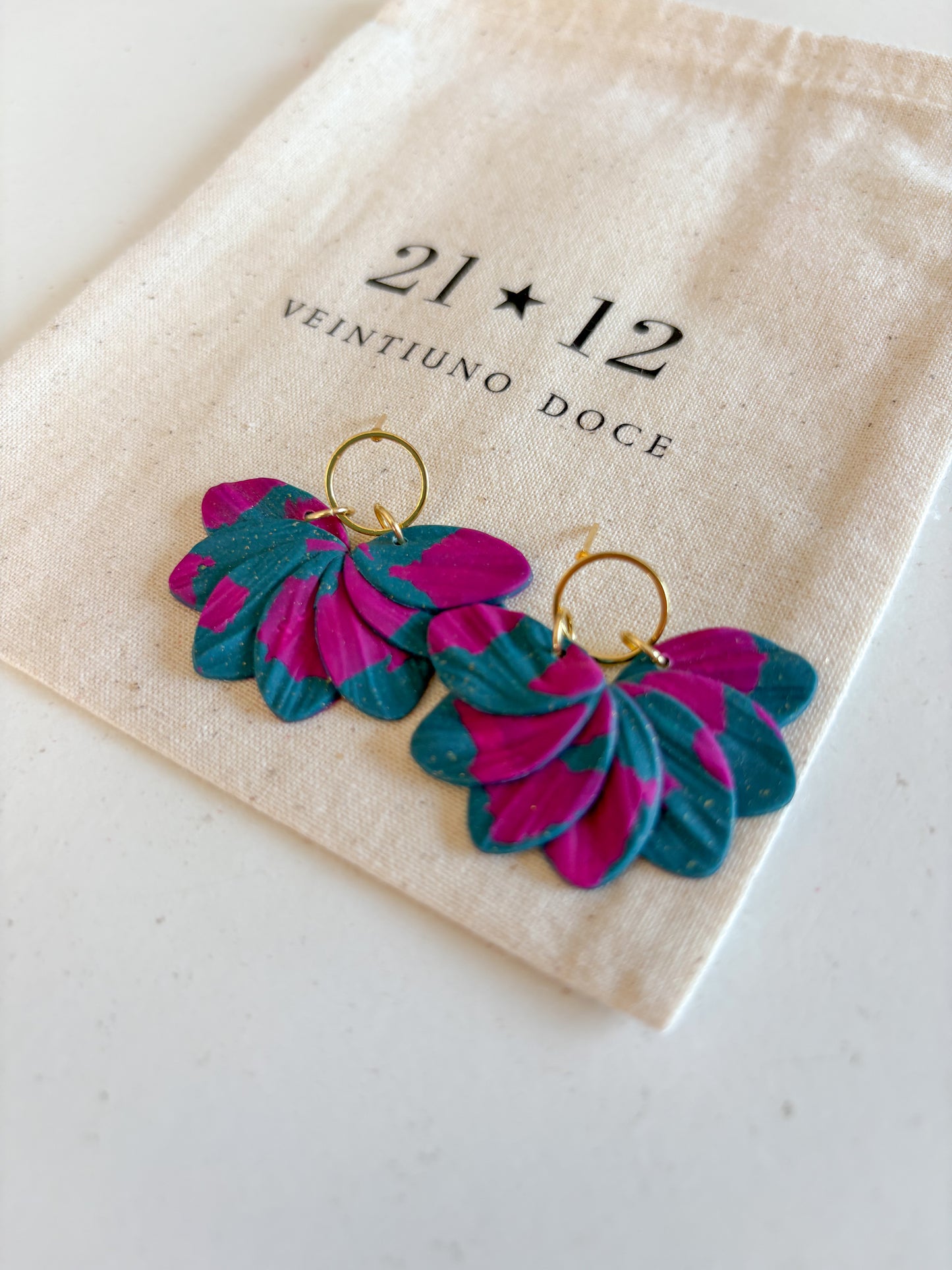 Aros Doha Azul Petróleo / Fucsia