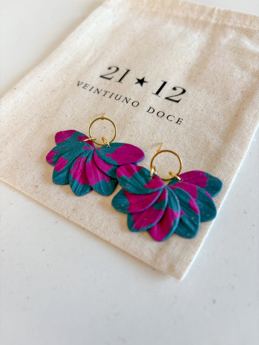 Aros Doha Azul Petróleo / Fucsia