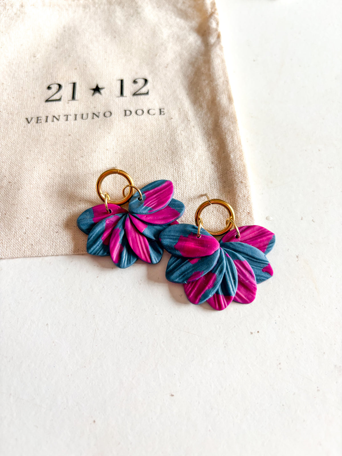 Aros Doha Azul Petróleo / Fucsia