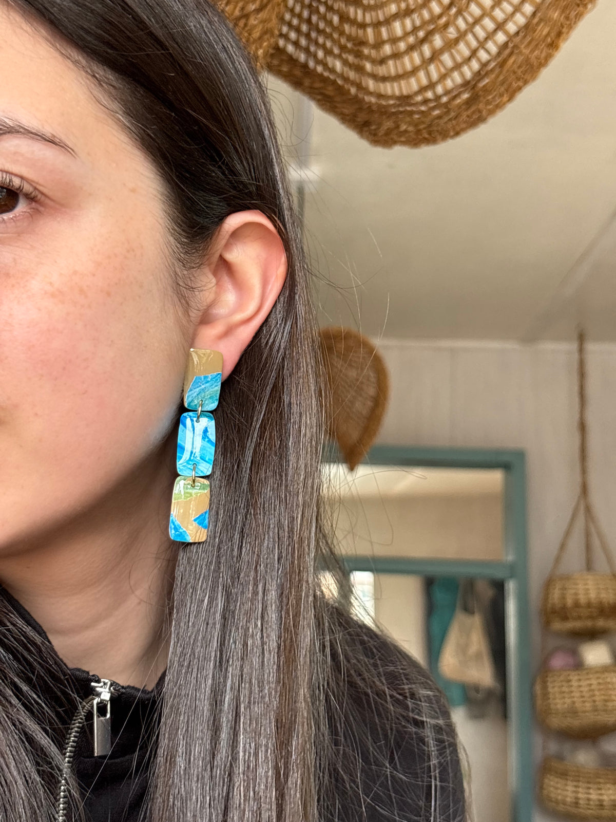Aros Sion Beige / Azul