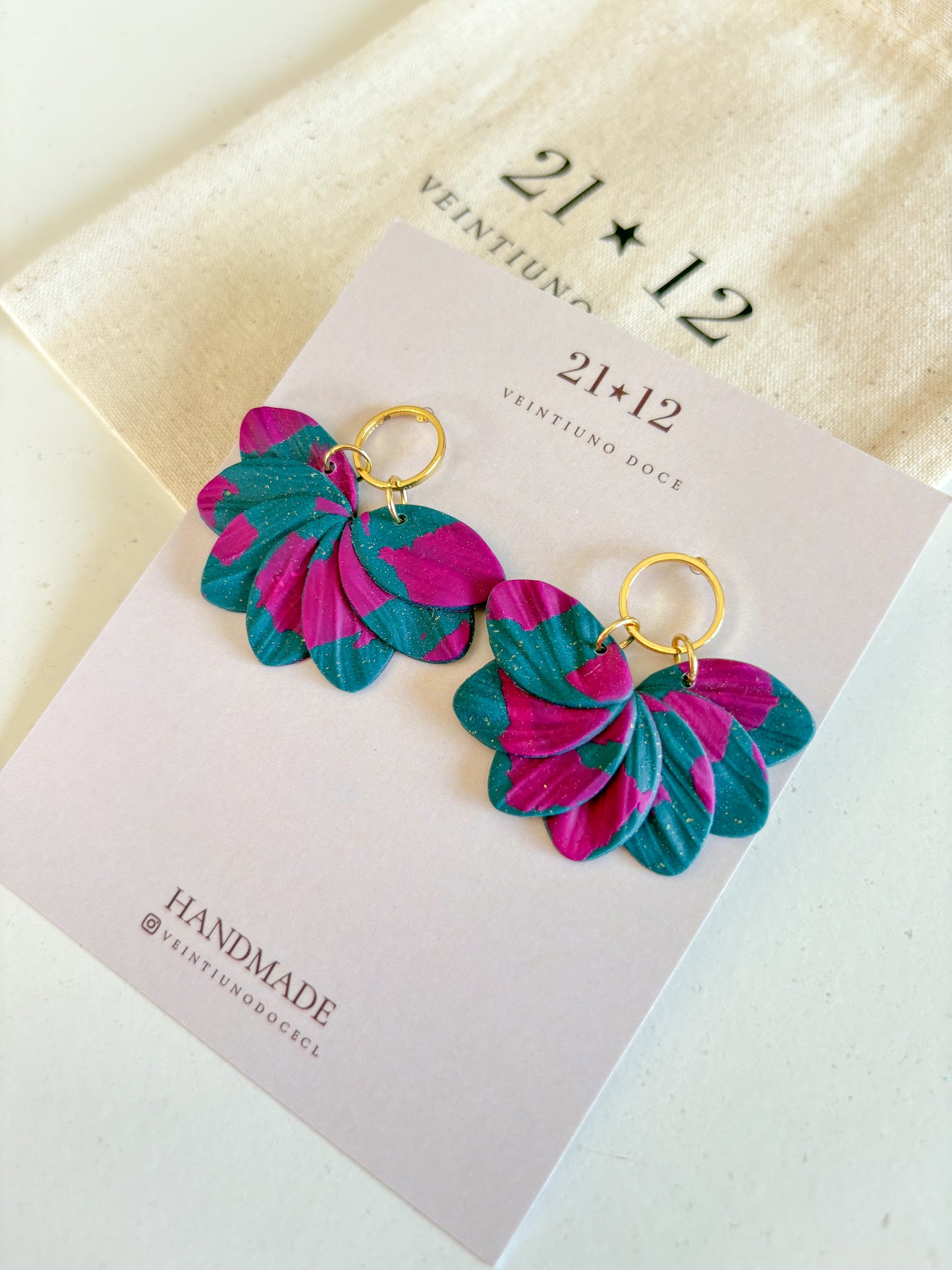 Aros Doha Azul Petróleo / Fucsia