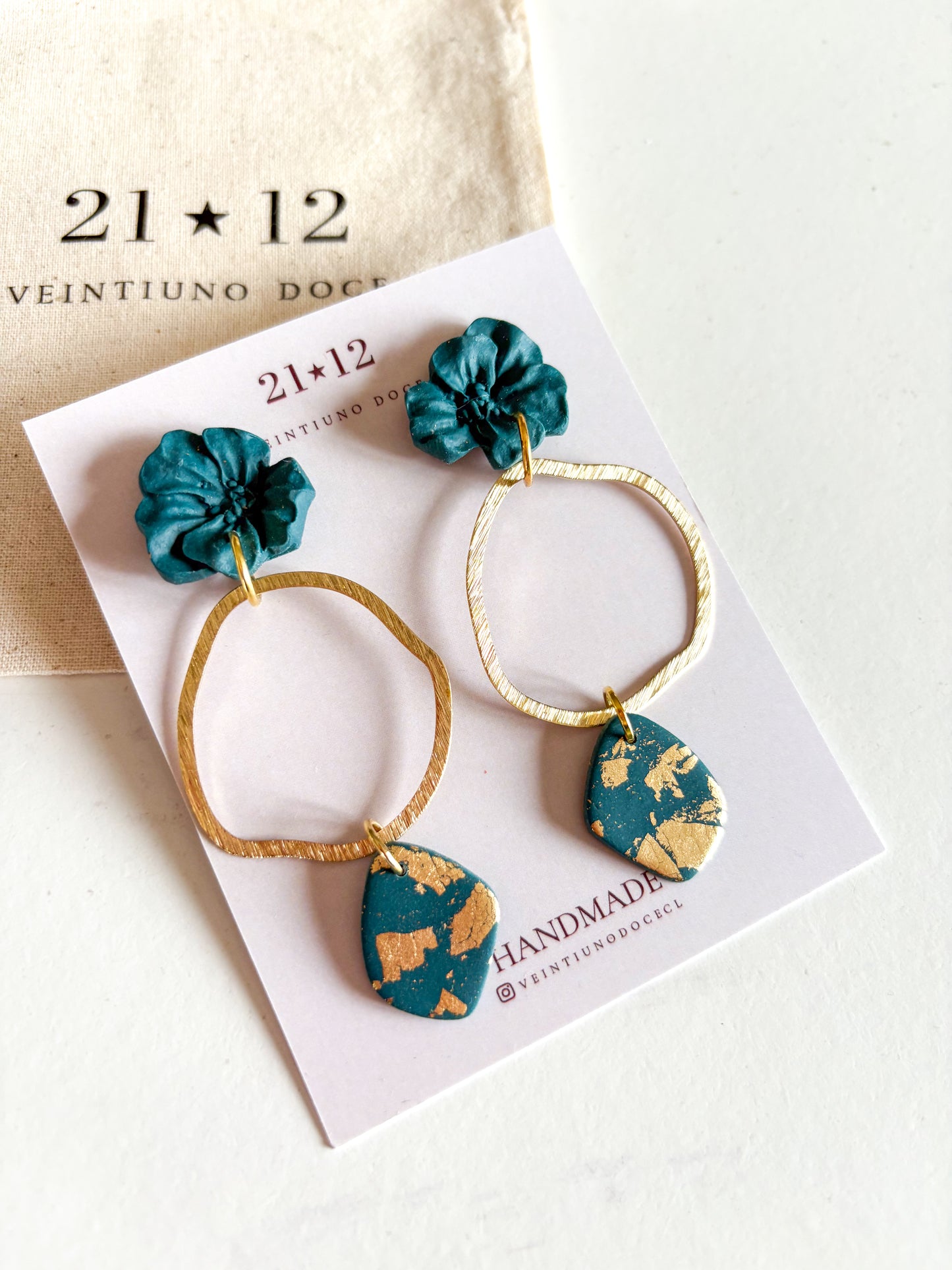 Aros Maca Azul Petróleo / Dorado