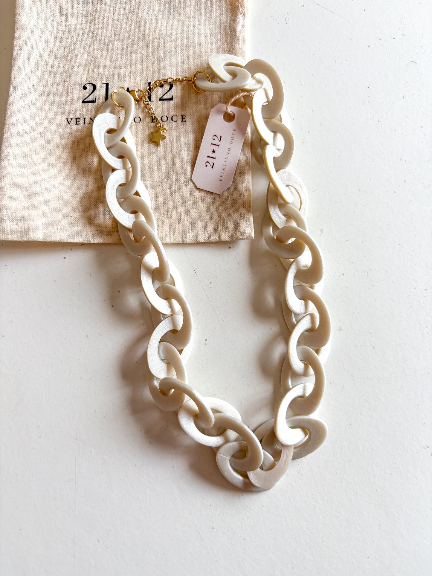 Collar Cadena Blanco Perlado