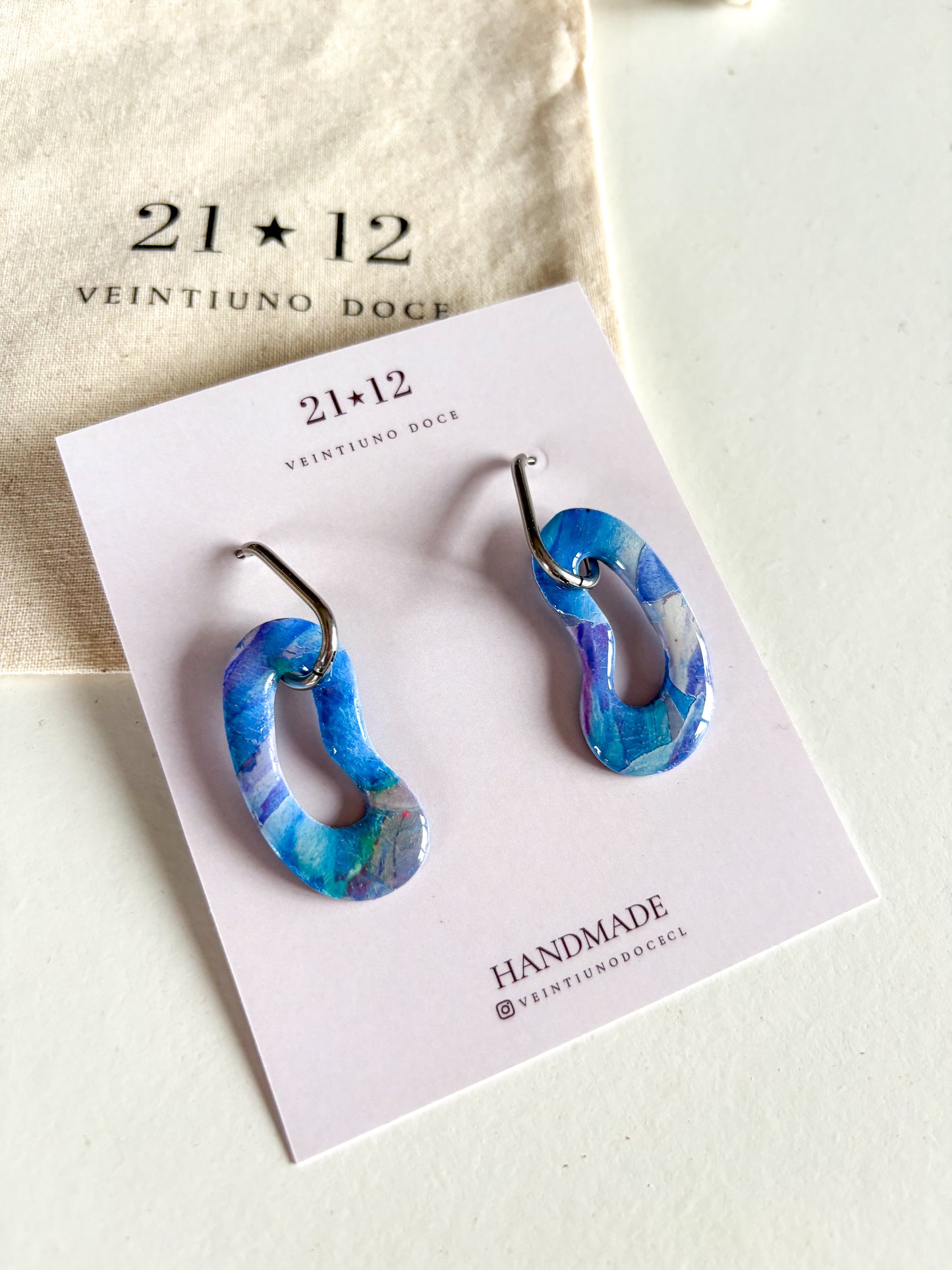 Aros Argolla Ovalada Azul