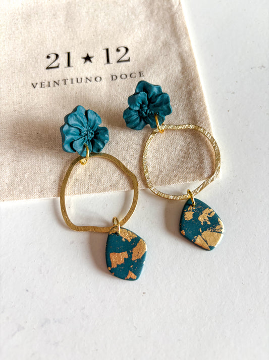 Aros Maca Azul Petróleo / Dorado