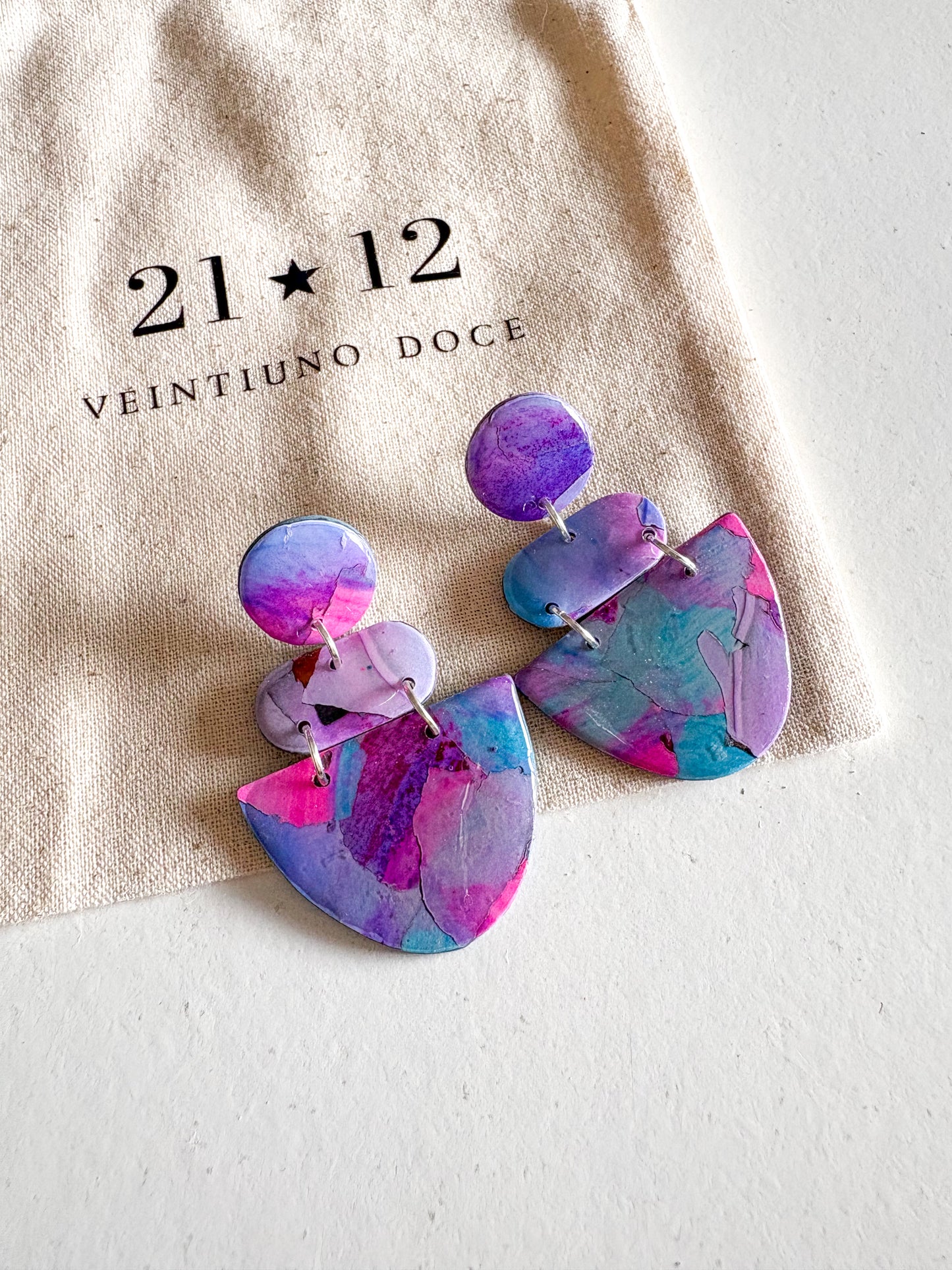 Aros Halo Azul / Rosado