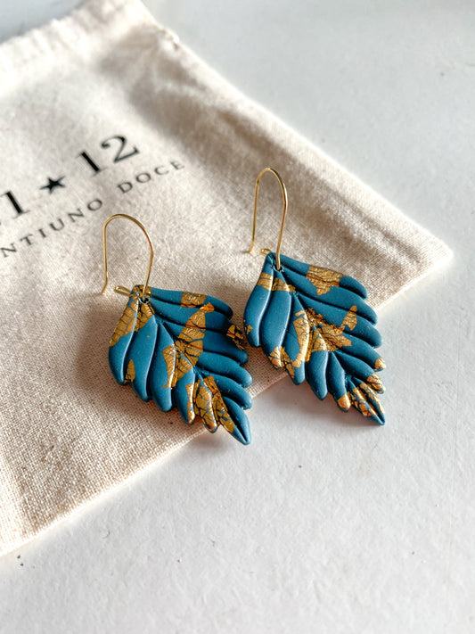 Aros Gondar Azul Petróleo / Dorado (Gancho)