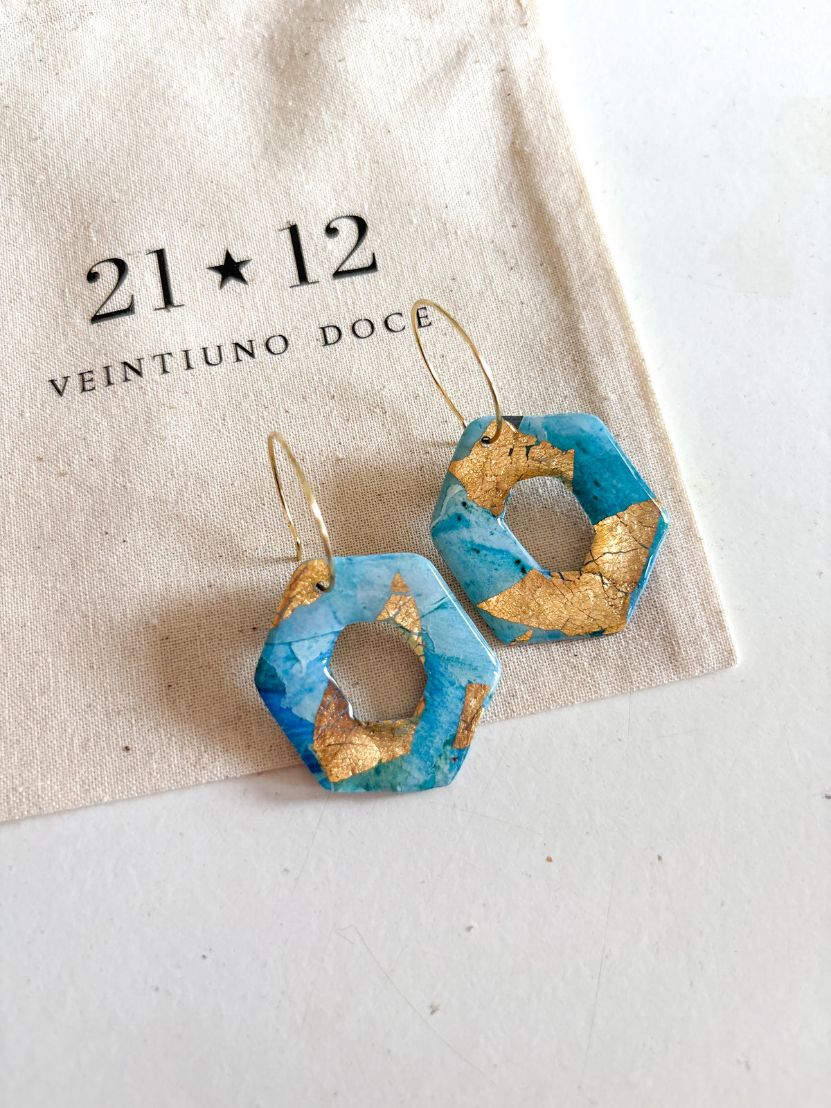 Aros Hexágono Argolla Azul