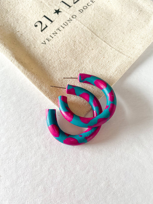 Aros Argollas Labe Fucsia