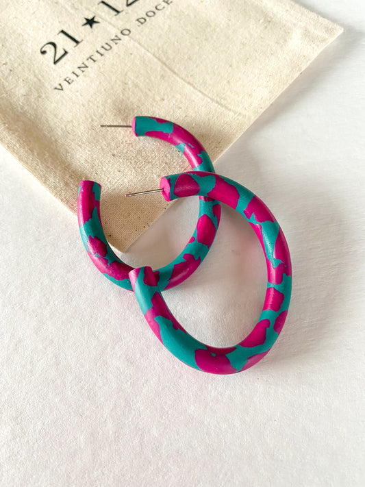 Aros Argollas Badi Fucsia