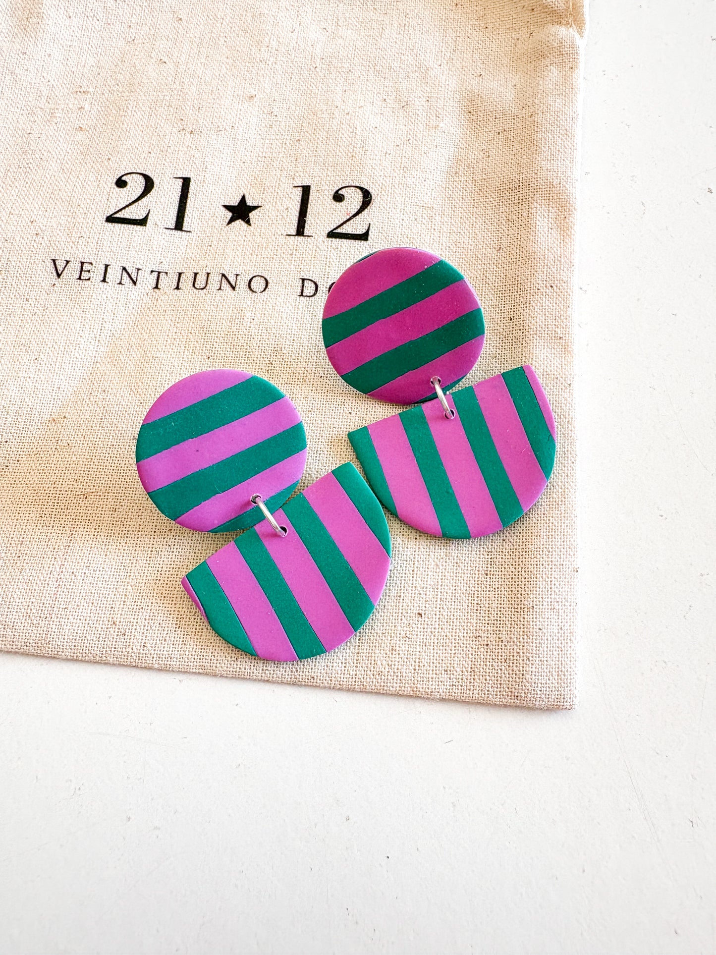 Aros Imanola Verde/ Rosado