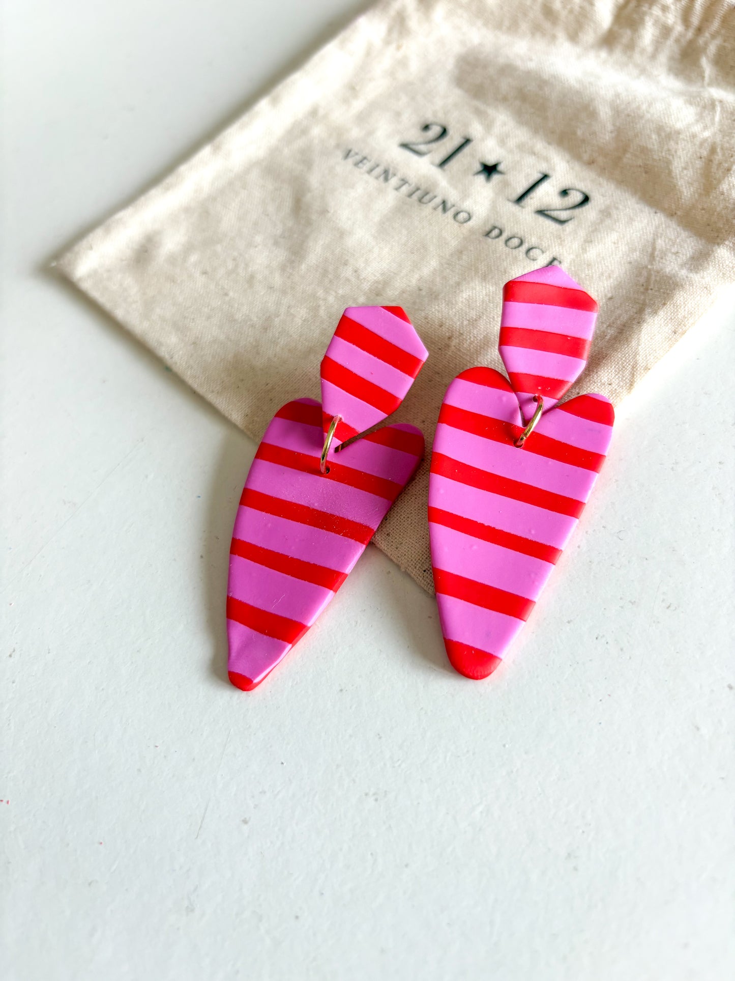 Aros Laia Rayas Rosado / Rojo