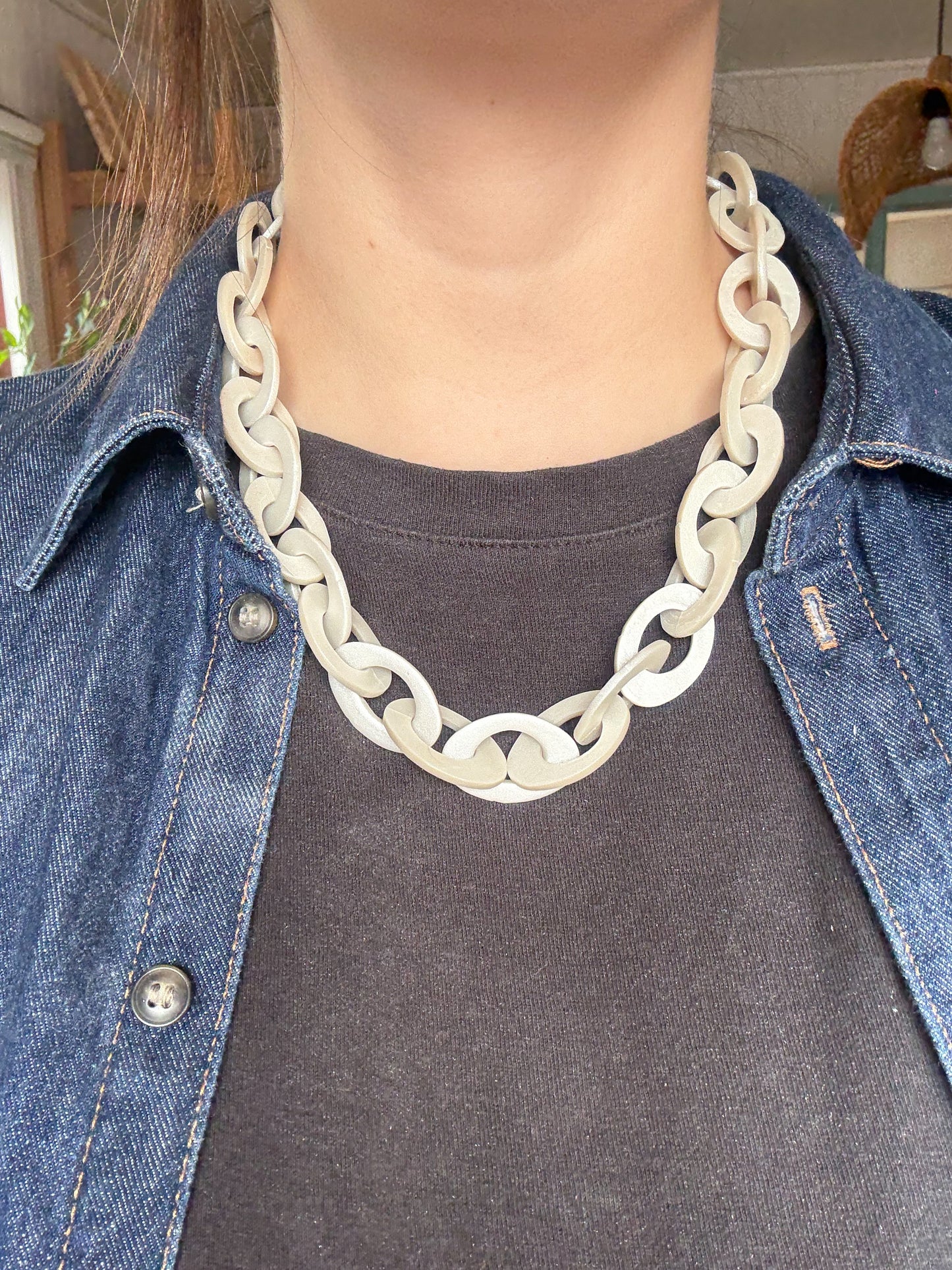 Collar Cadena Blanco Perlado