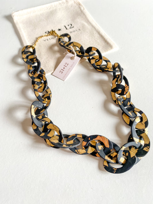 Collar Cadena Negro/ Dorado