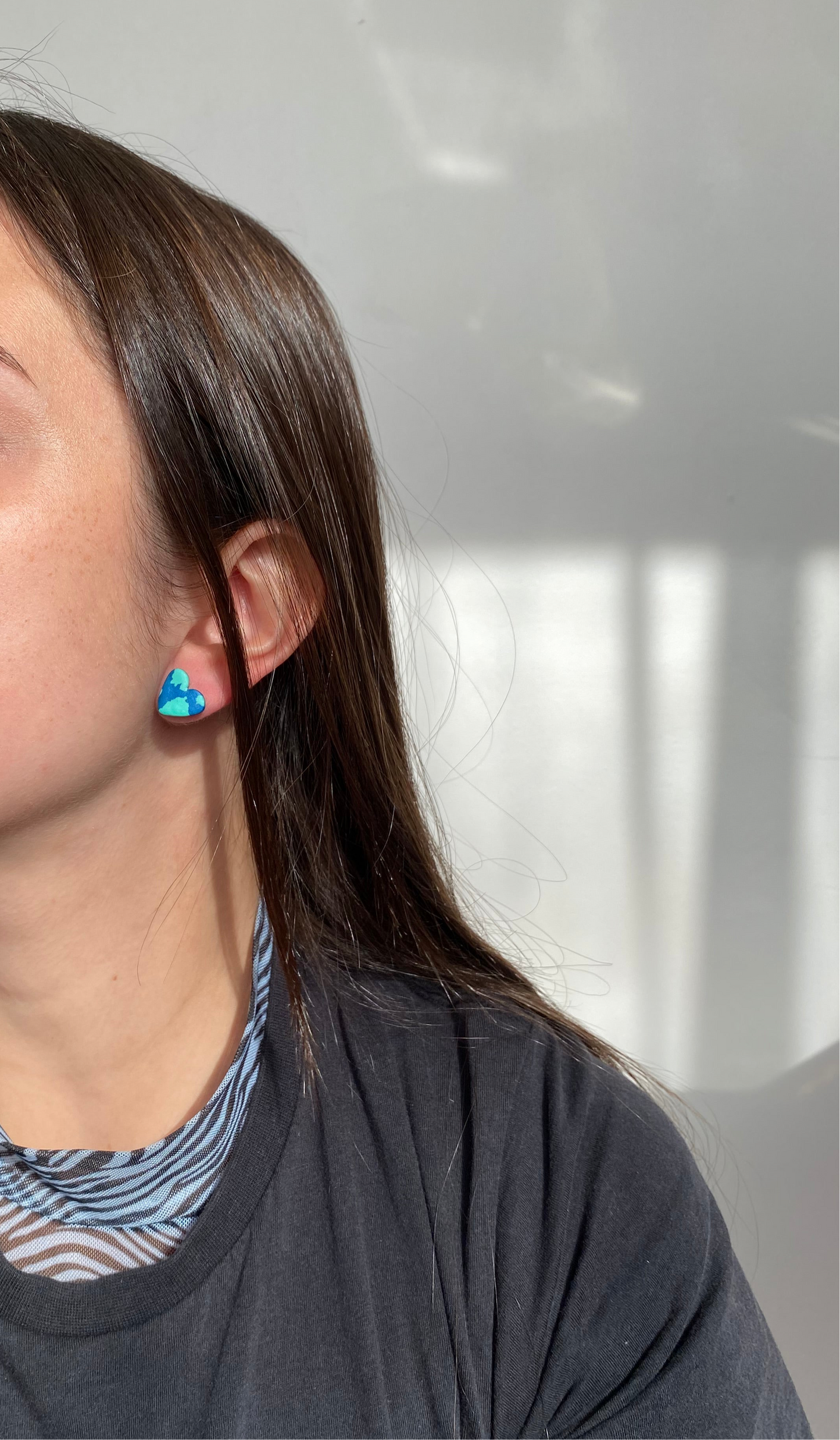 Aros Mini corazones Azul