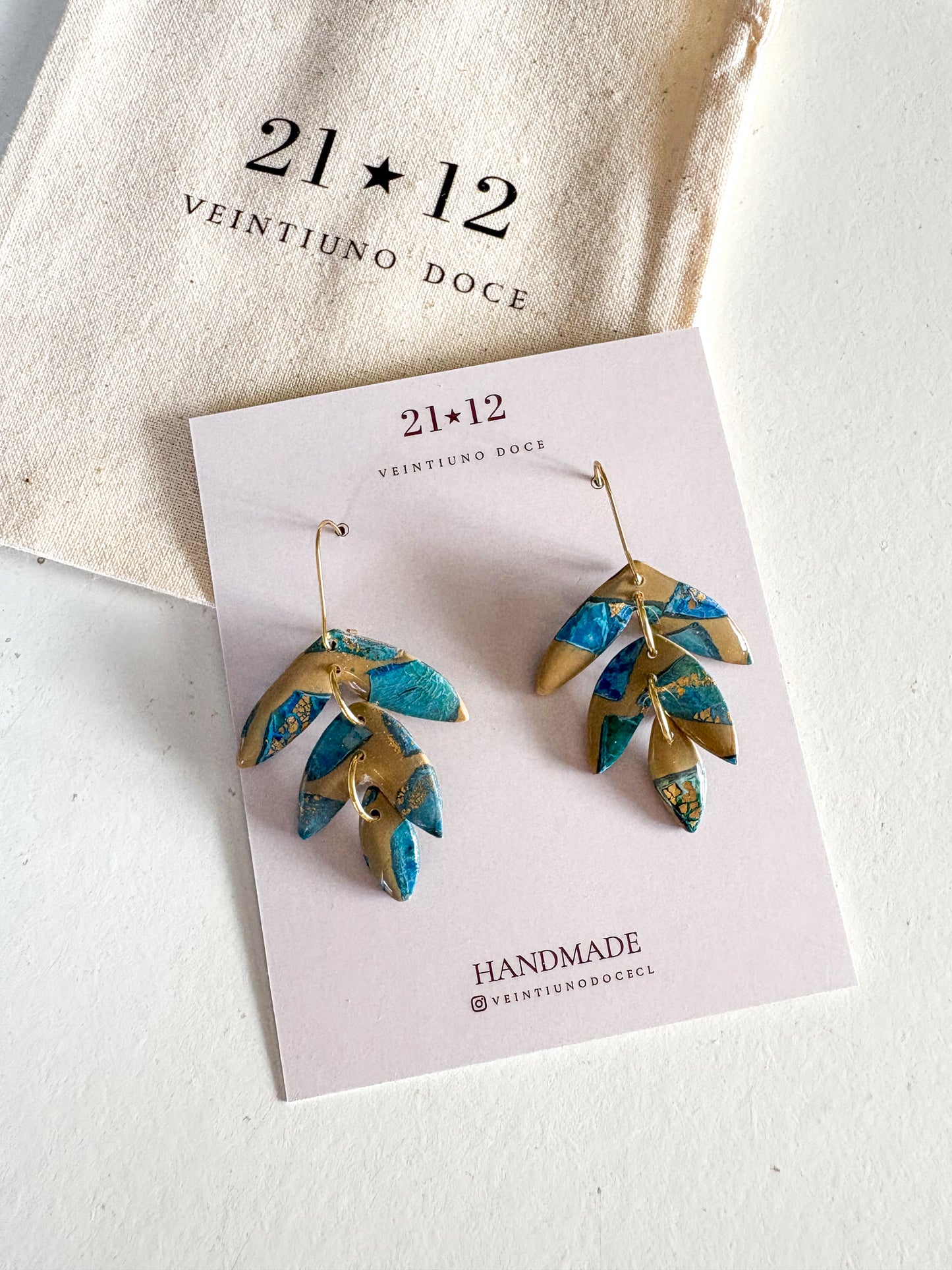 Aros Egeo Gancho Beige / Azul