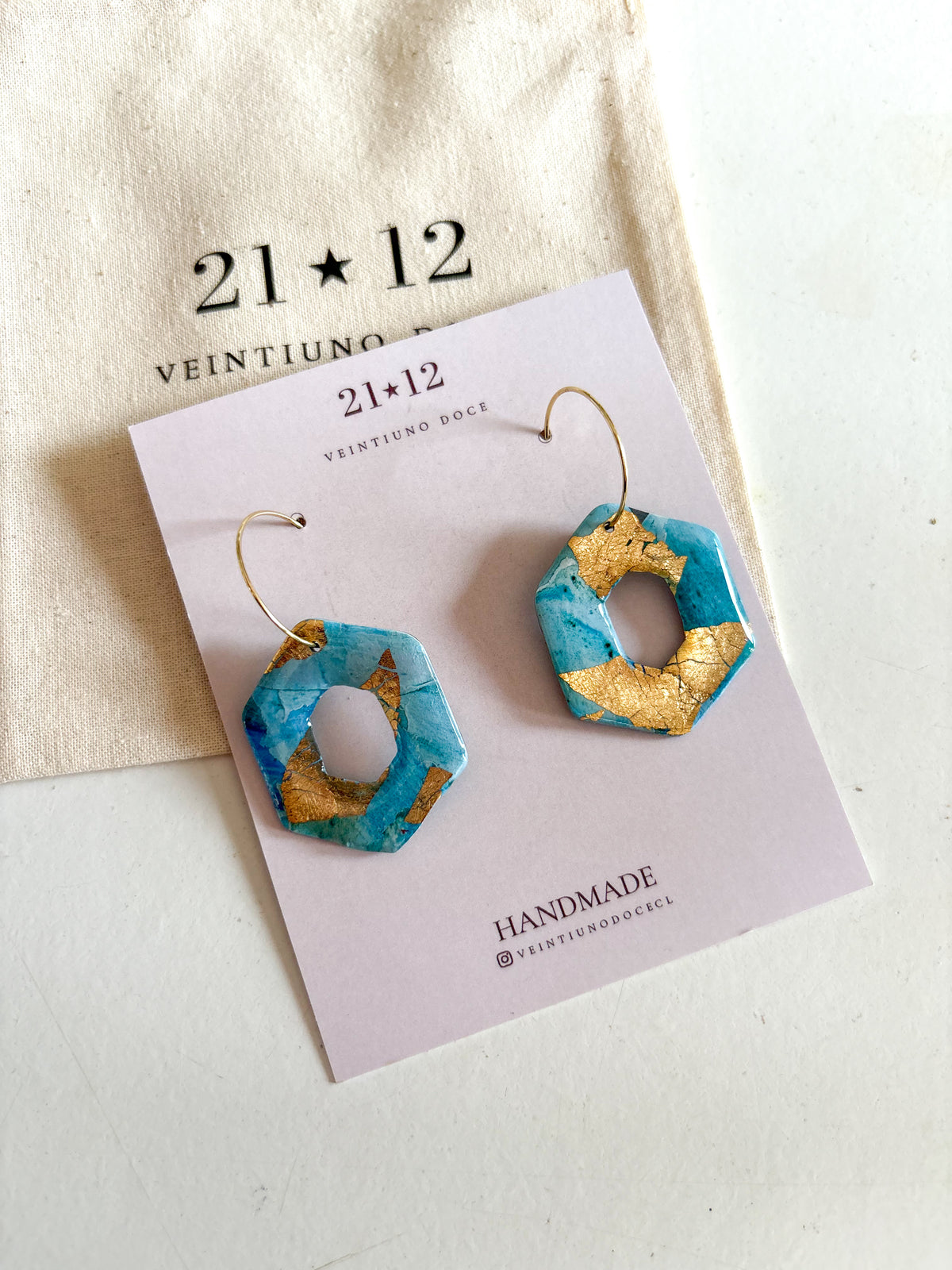 Aros Hexágono Argolla Azul