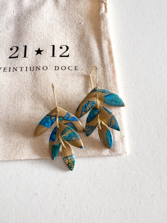 Aros Egeo Gancho Beige / Azul