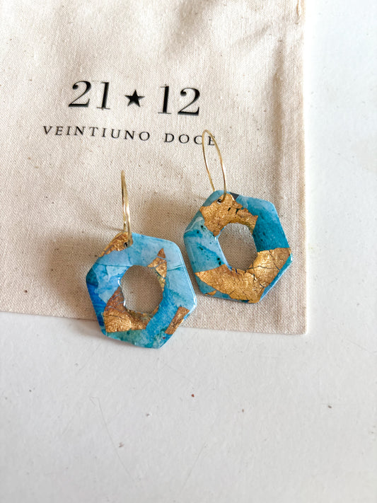Aros Hexágono Argolla Azul