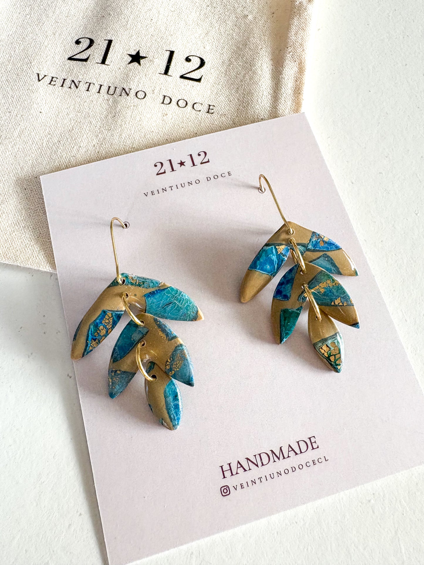 Aros Egeo Gancho Beige / Azul