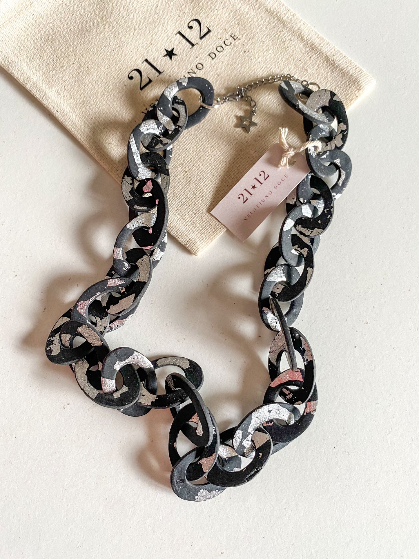 Collar cadena Negro / Plateado