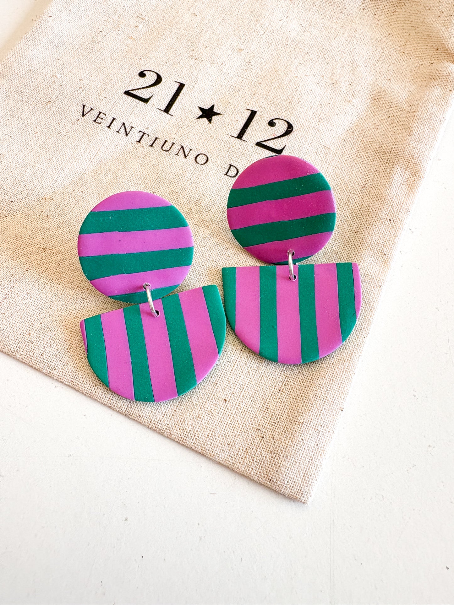 Aros Imanola Verde/ Rosado