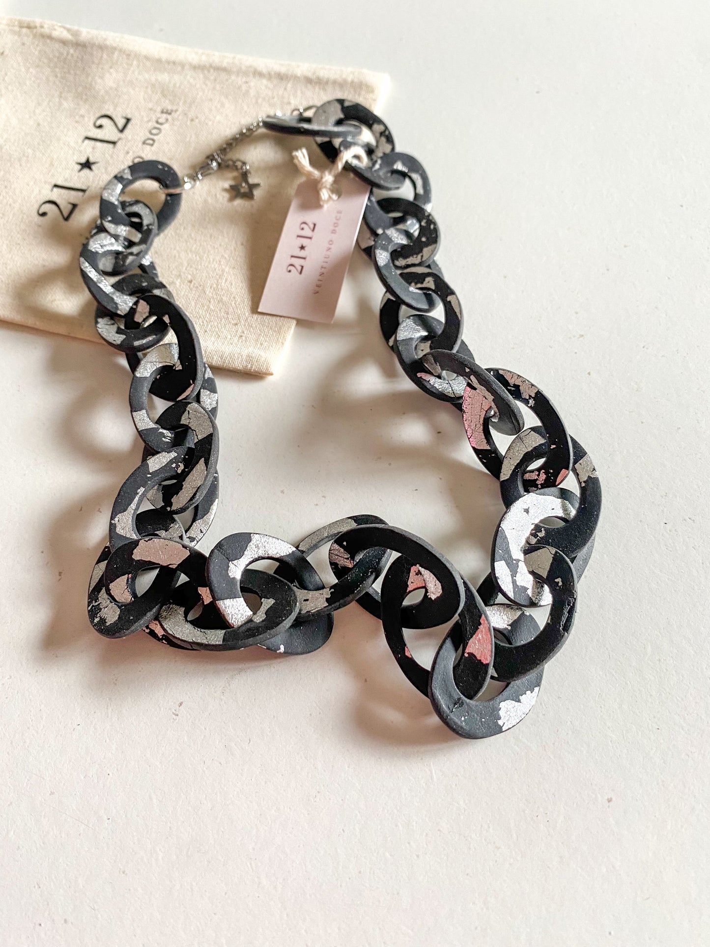 Collar cadena Negro / Plateado