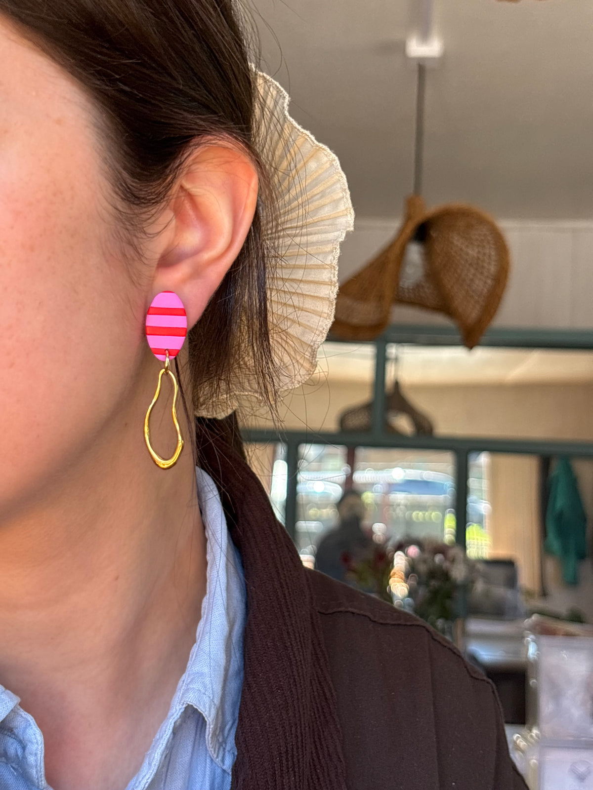 Aros Nini Rayas Dorado