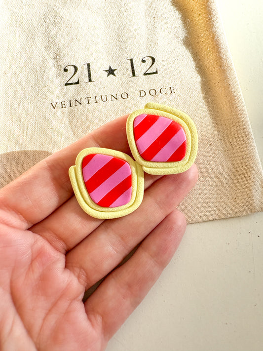 Aros Maida Rayas Amarillo Pastel