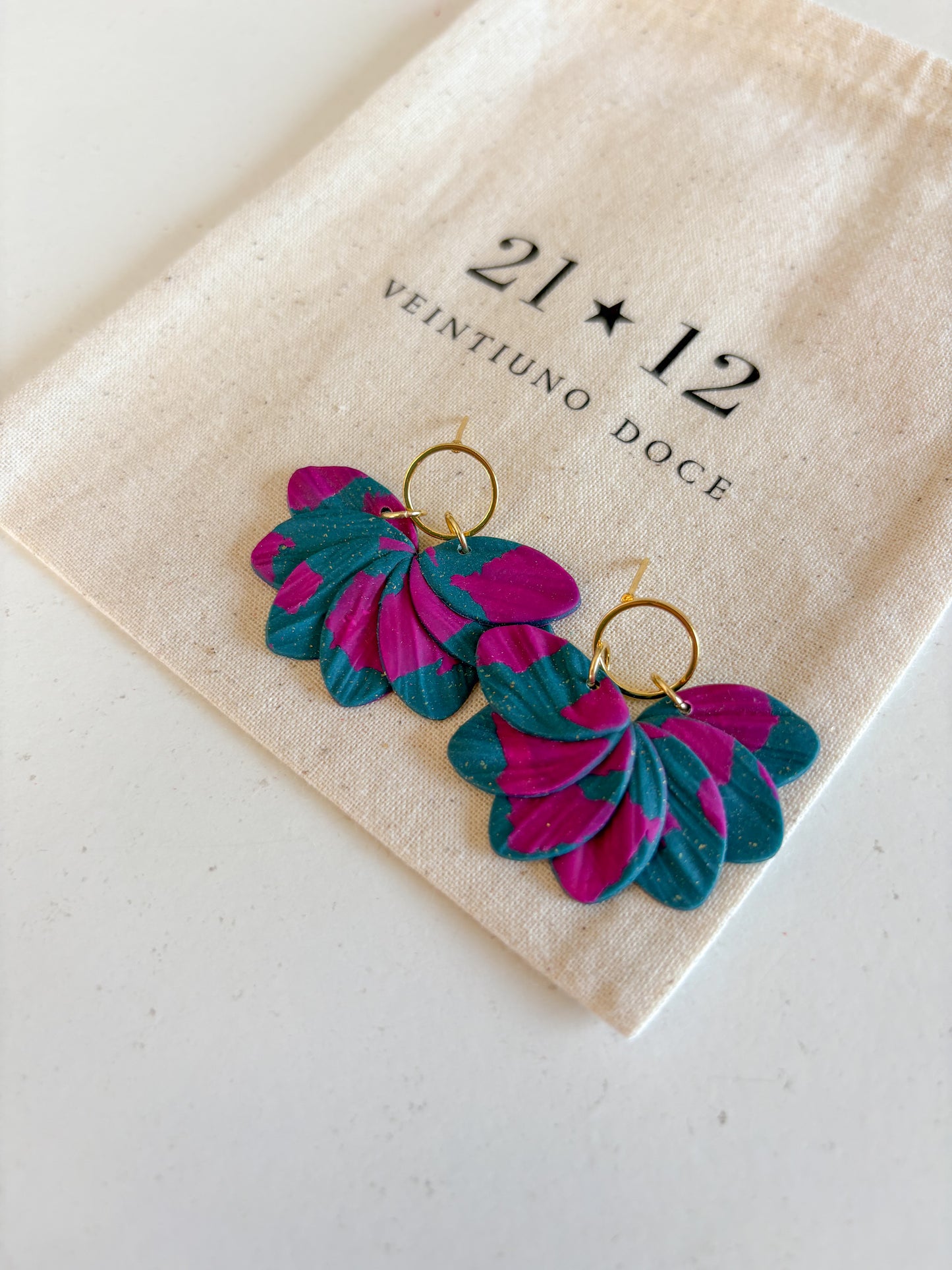 Aros Doha Azul Petróleo / Fucsia