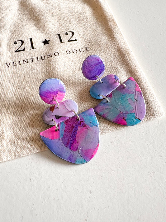 Aros Halo Azul / Rosado