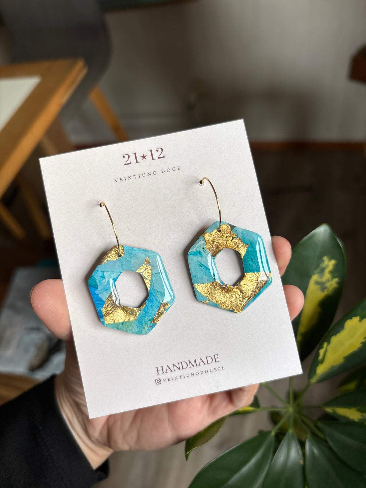 Aros Hexágono Argolla Azul