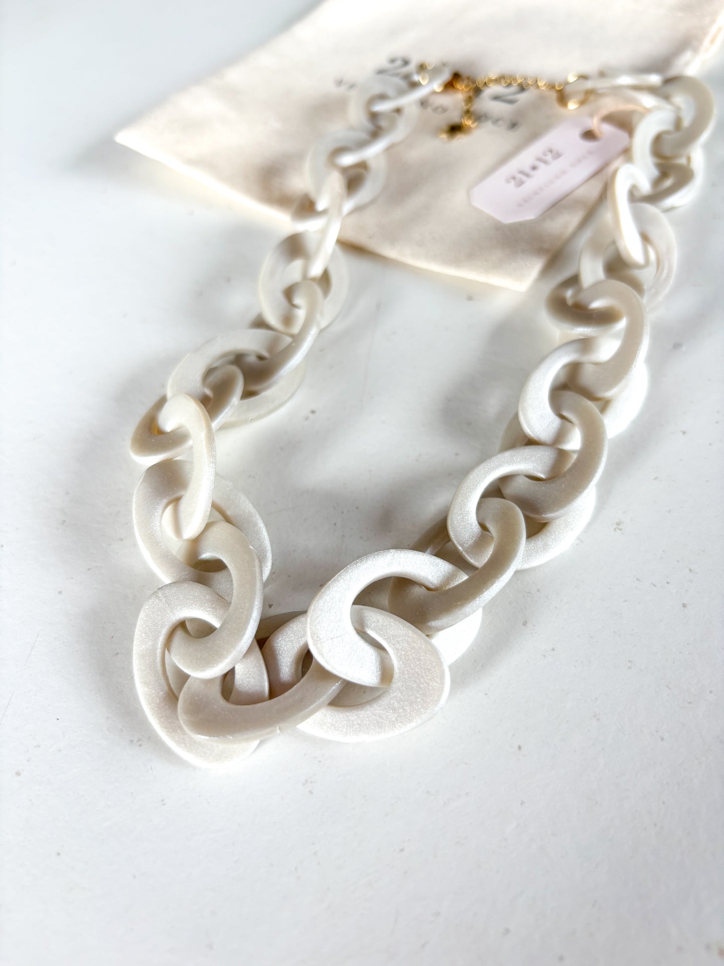 Collar Cadena Blanco Perlado