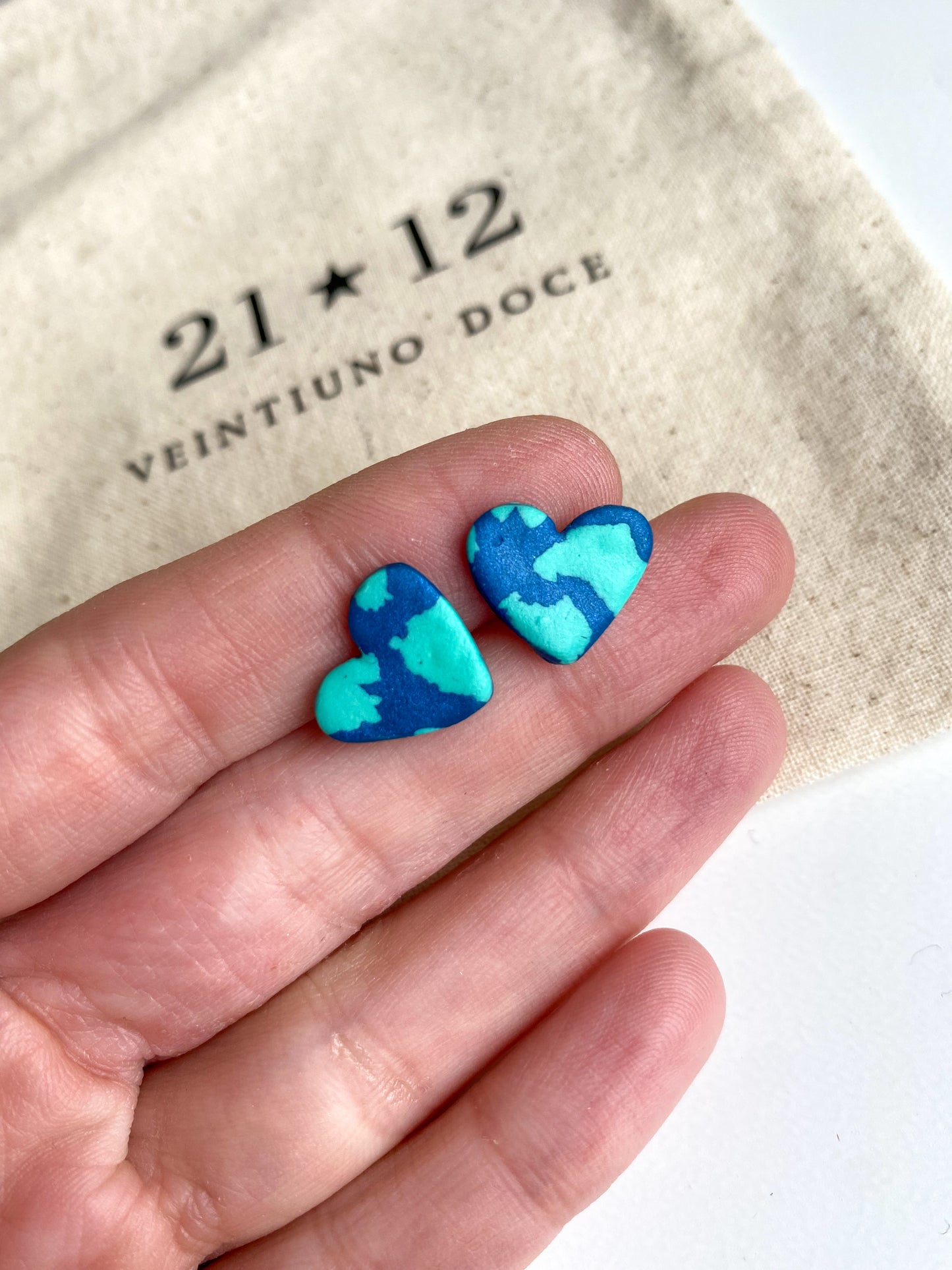 Aros Mini corazones Azul