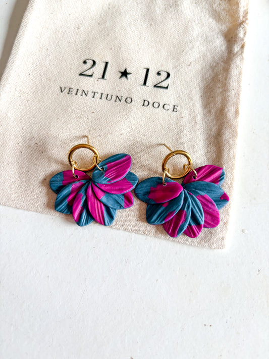 Aros Doha Azul Petróleo / Fucsia