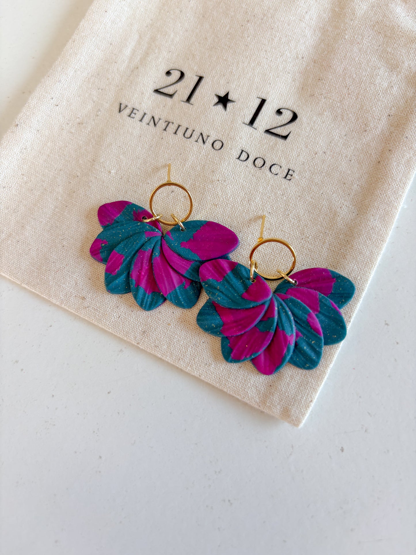 Aros Doha Azul Petróleo / Fucsia