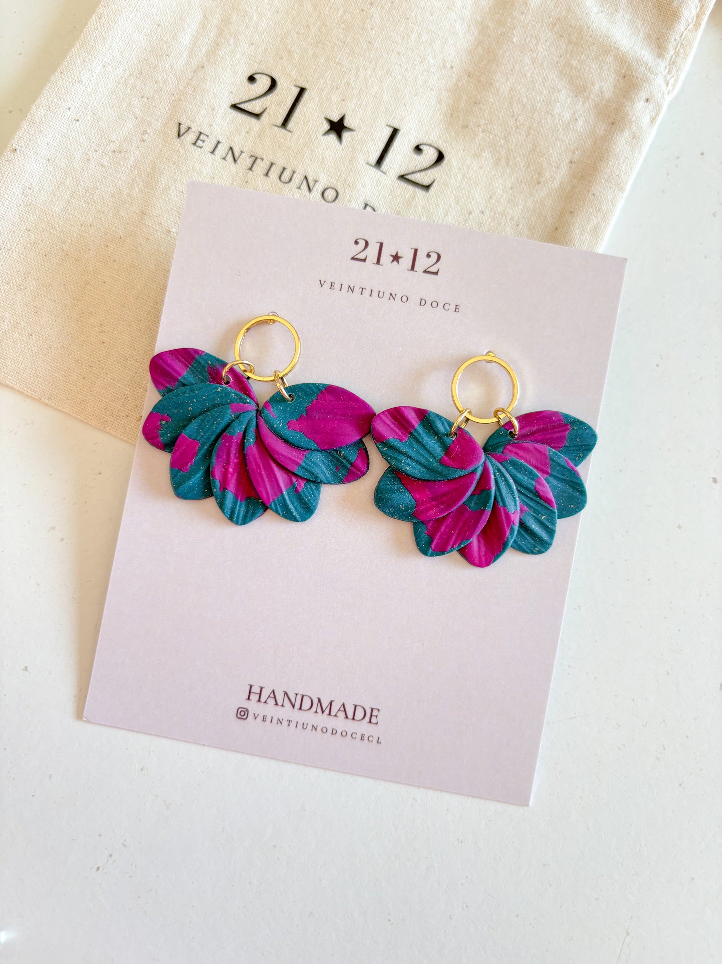 Aros Doha Azul Petróleo / Fucsia